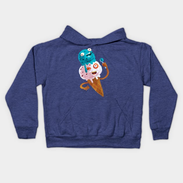 Crazy Ice Cream Kids Hoodie by washburnillustration